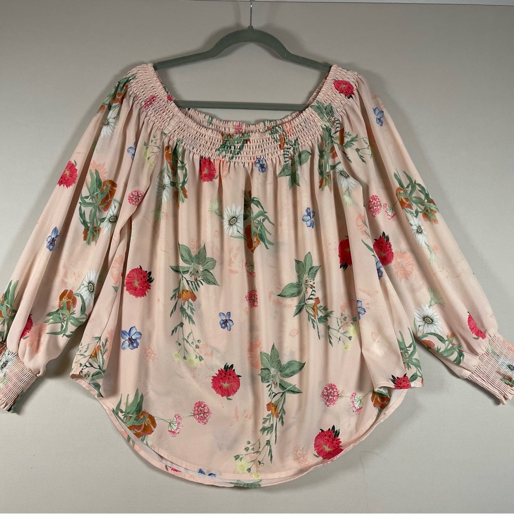 Express Floral Blouse - Cream and Red